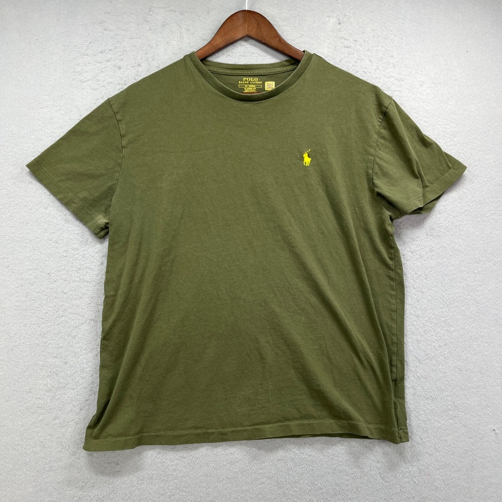 Polo Ralph Lauren T Shirt Mens M Green Classic Fit Short Sleeve Yellow Pony Tee